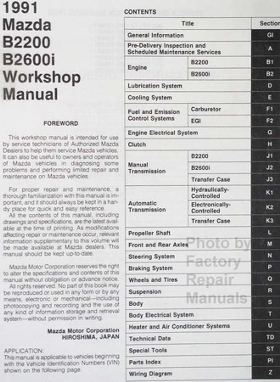 1991 mazda b2200 repair manual