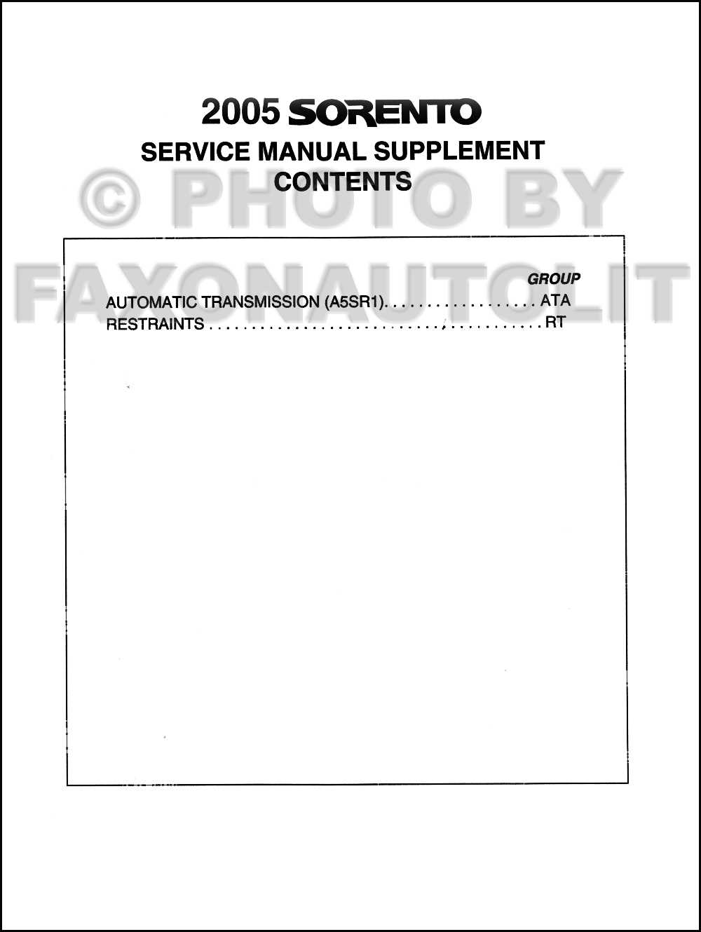 kia sorento 2005 repair manual