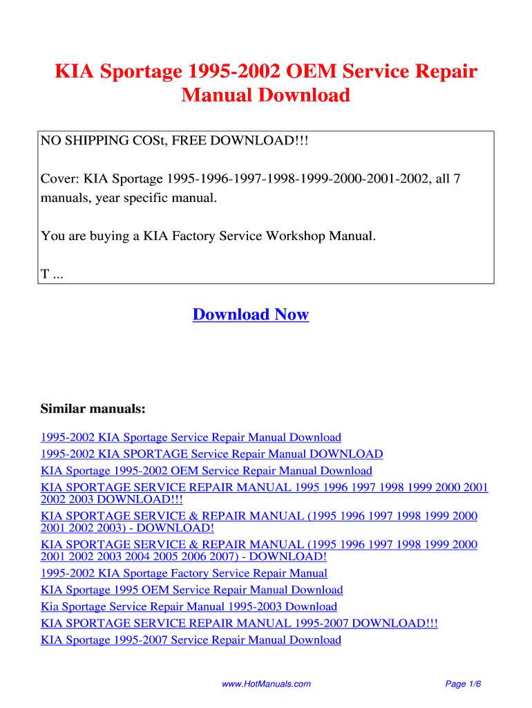 kia sportage repair manual