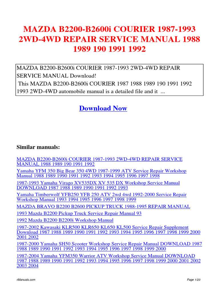 mazda b2300 repair manual