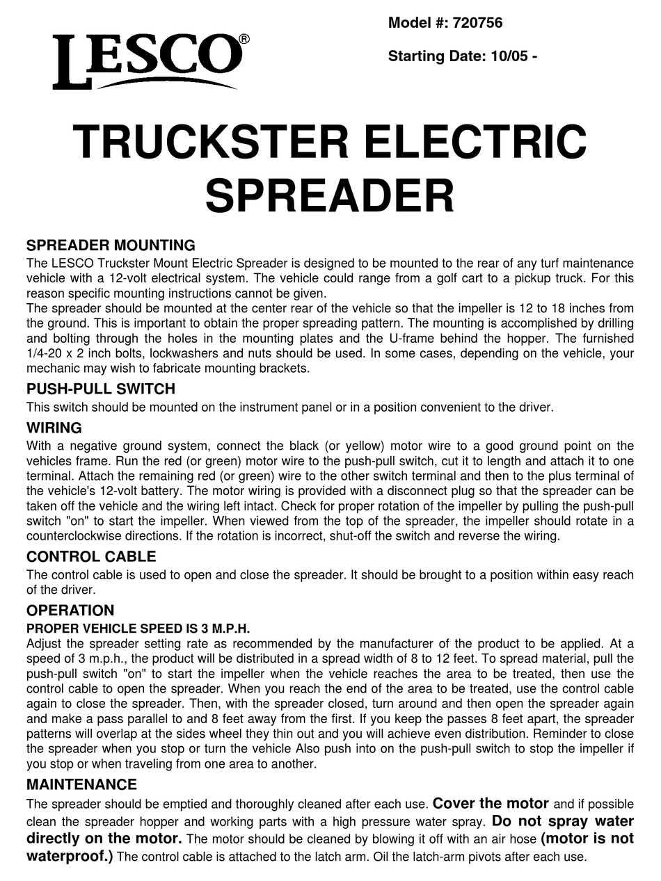 lesco spreader repair manual