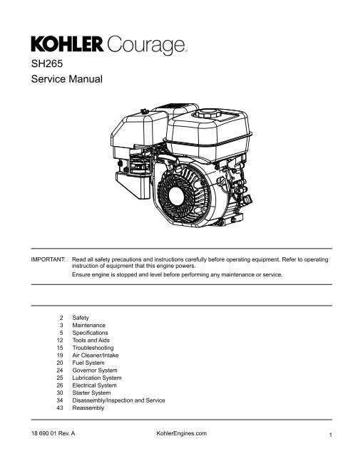 kohler small engine repair manual