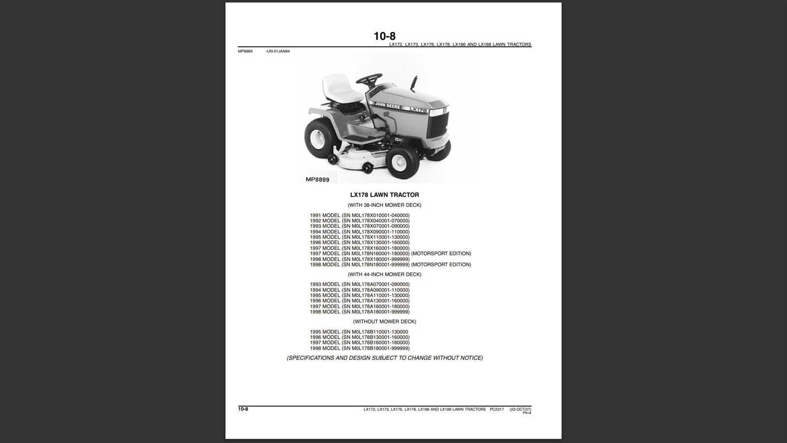 john deere lx176 repair manual