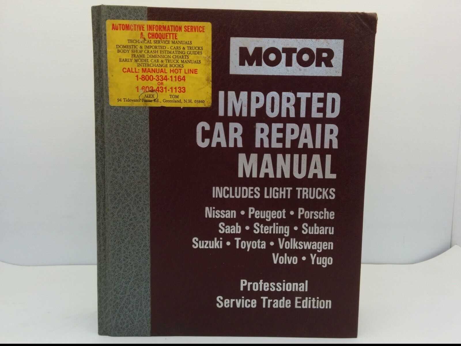 motor imported car repair manual