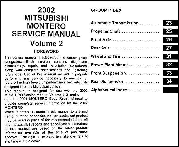 mitsubishi montero repair manual