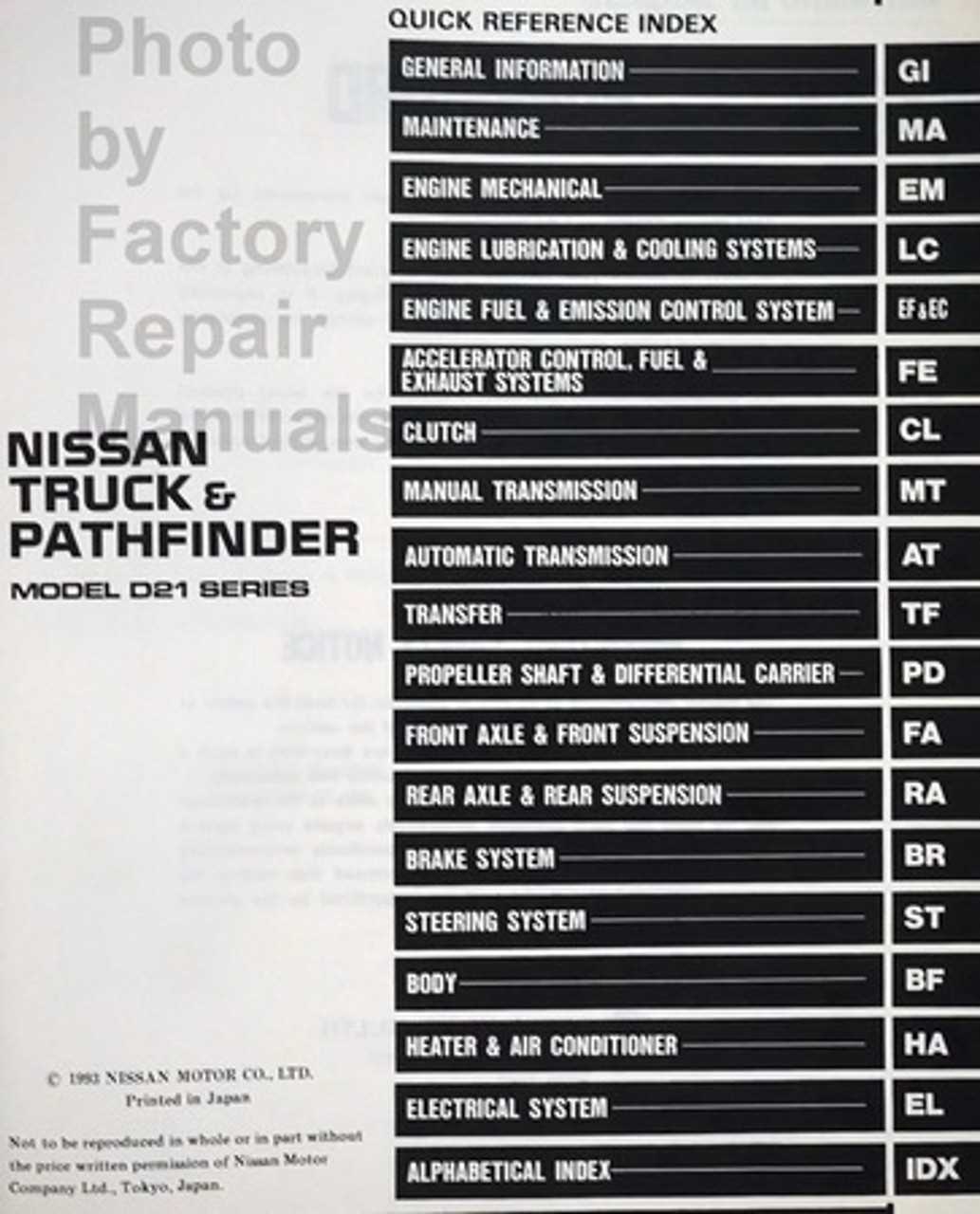 nissan d21 repair manual