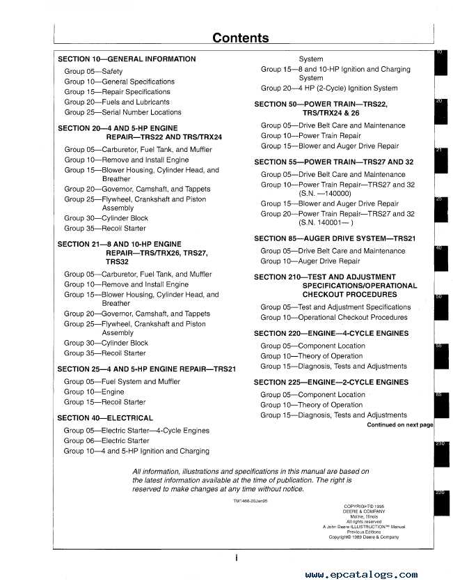 john deere snowblower repair manual