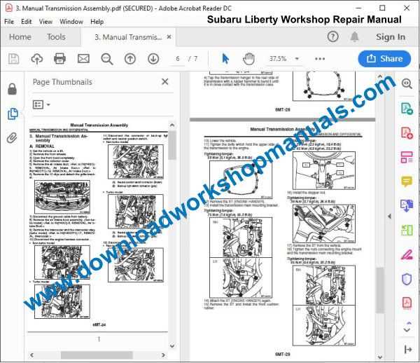 subaru transmission repair manual