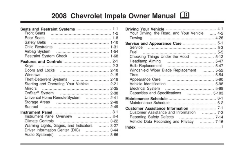 2008 chevy impala repair manual