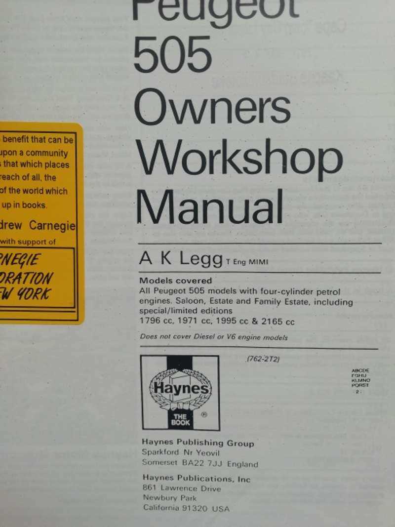 peugeot 505 repair manual