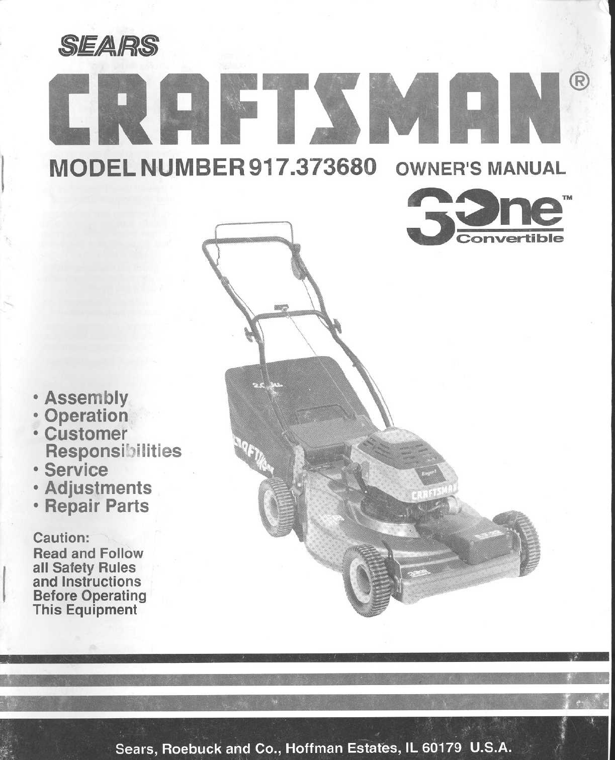 craftsman self propelled lawn mower repair manual