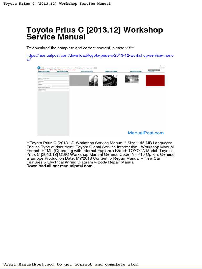 toyota prius c repair manual