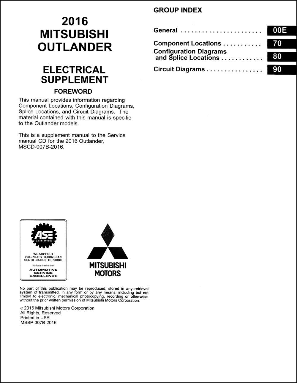 2016 mitsubishi outlander repair manual