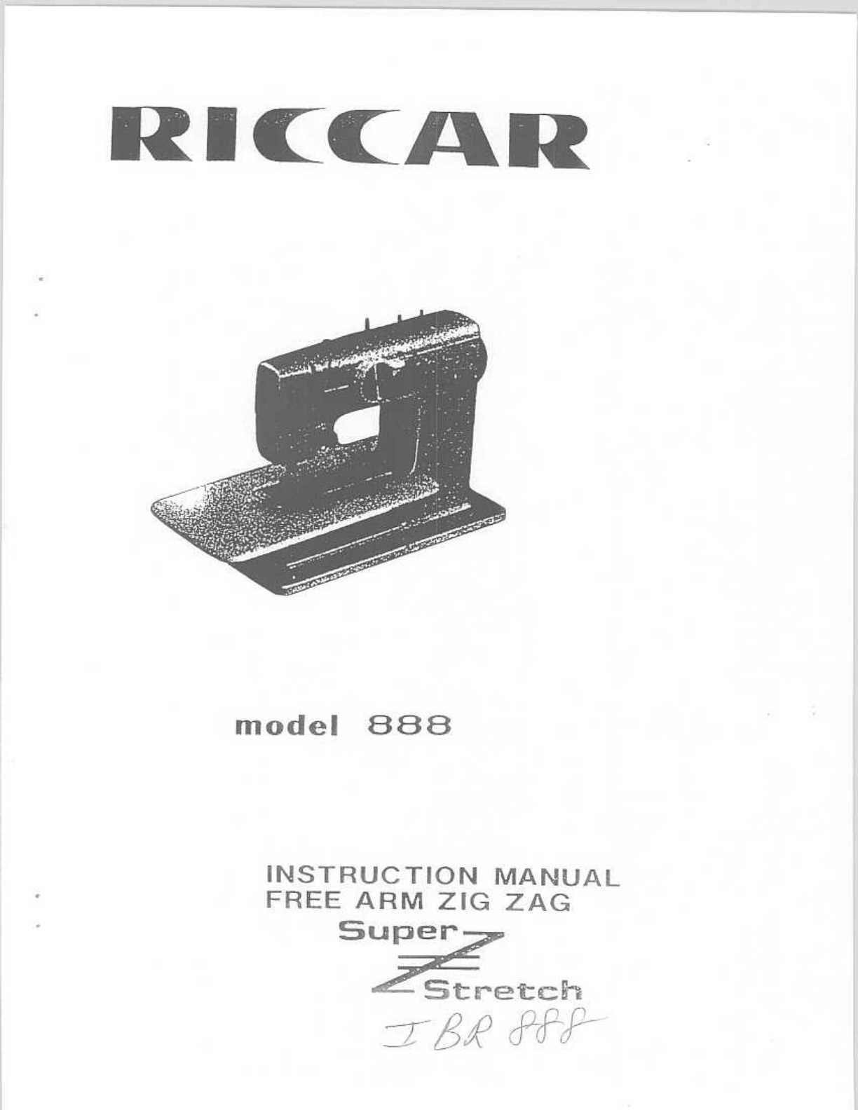 riccar sewing machine repair manual