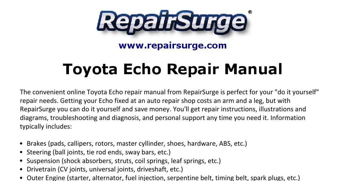 toyota echo 2000 repair manual