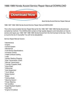 1989 honda accord repair manual