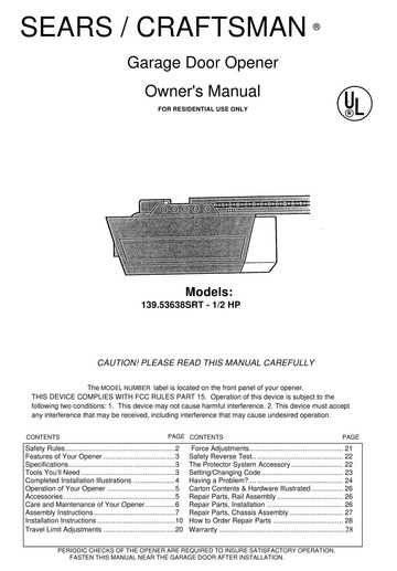 craftsman garage door opener repair manual