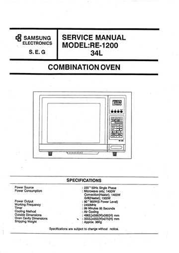 repair manual for samsung microwave