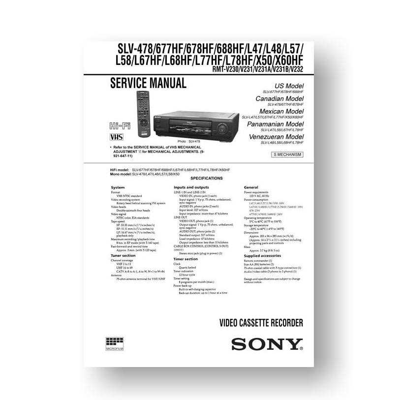 sony vcr repair manual