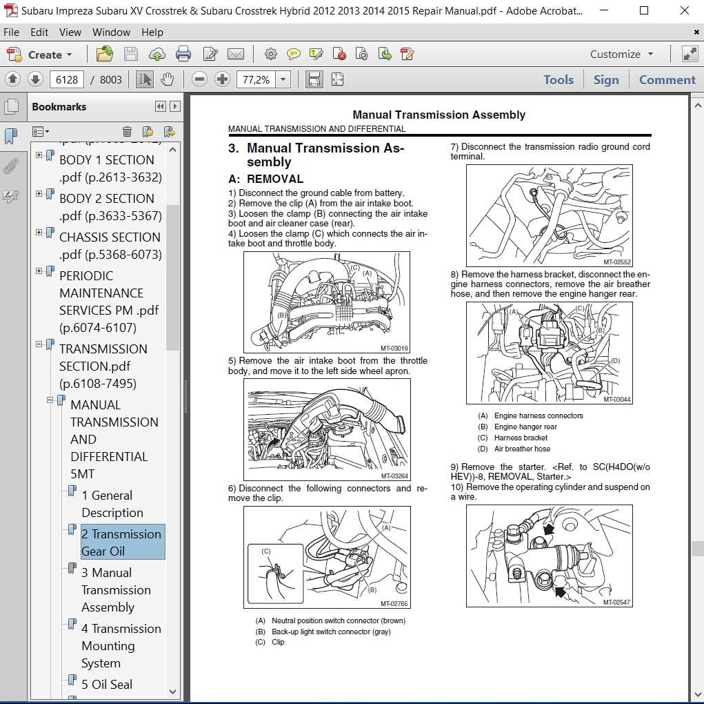 subaru transmission repair manual