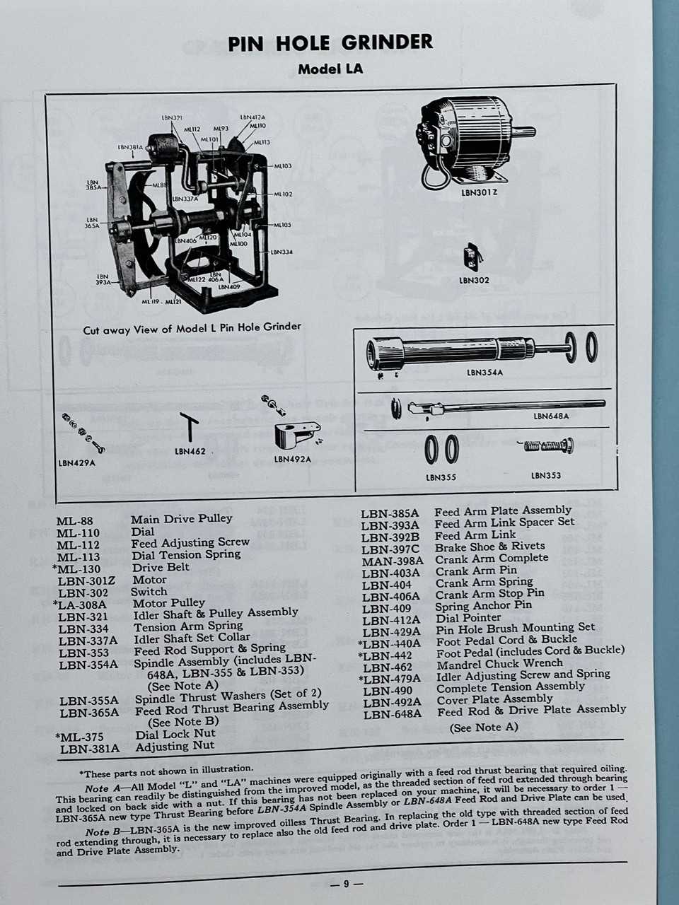 sunnen lbn repair parts manual