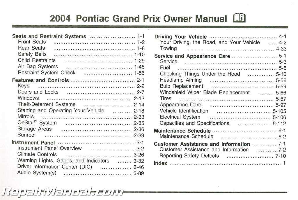 2004 grand prix repair manual