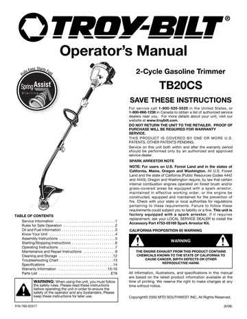 troy bilt string trimmer repair manual