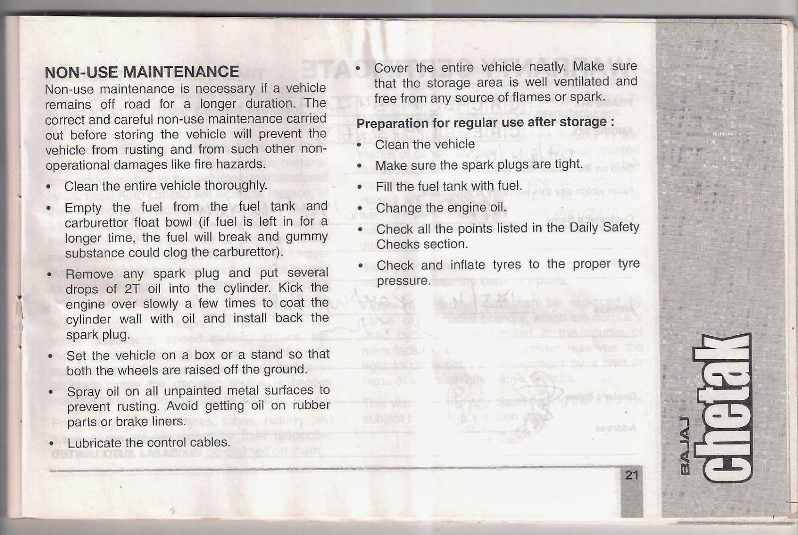 bajaj chetak repair manual