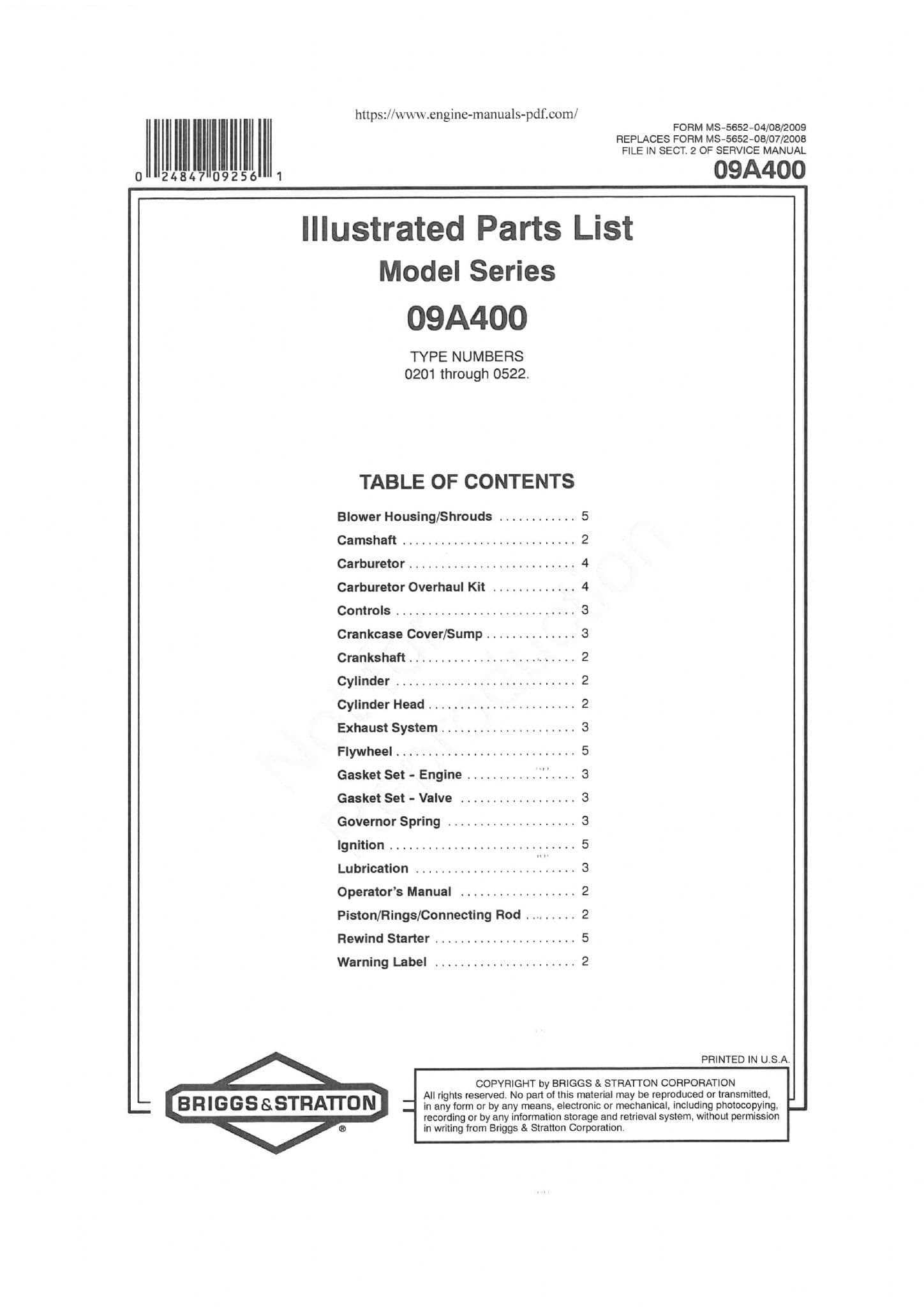 briggs & stratton repair manual all models