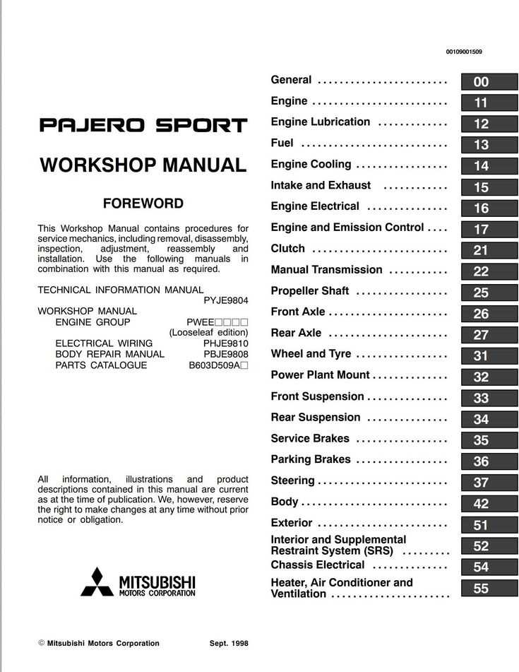 mitsubishi montero sport 1999 repair manual