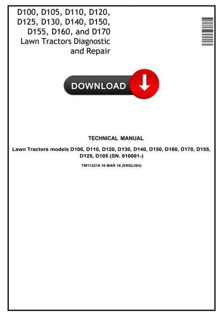 john deere 160 lawn tractor repair manual