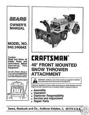 craftsman snowblower repair manual