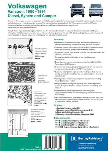 volkswagen vanagon official factory repair manual 1980 1991