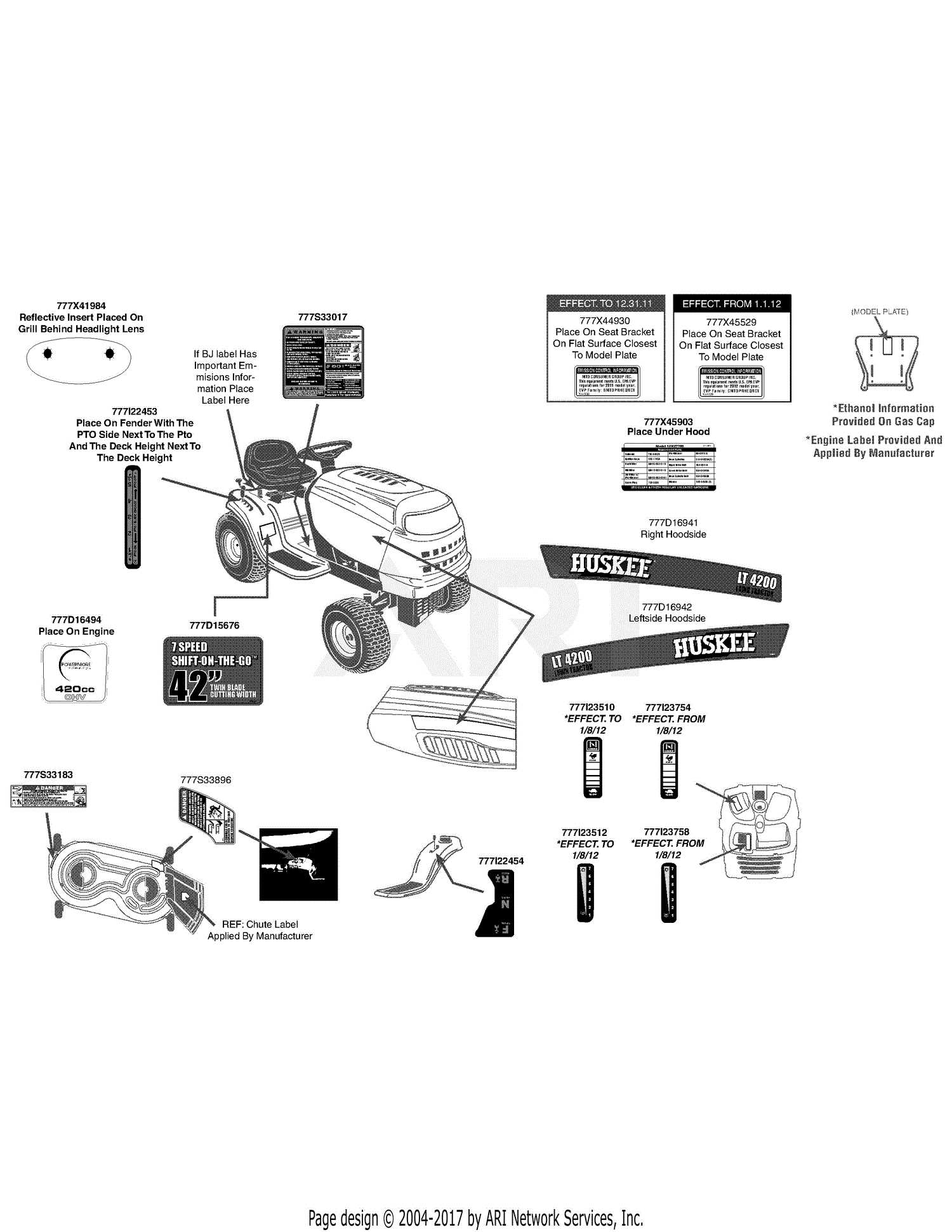 huskee lt4200 repair manual