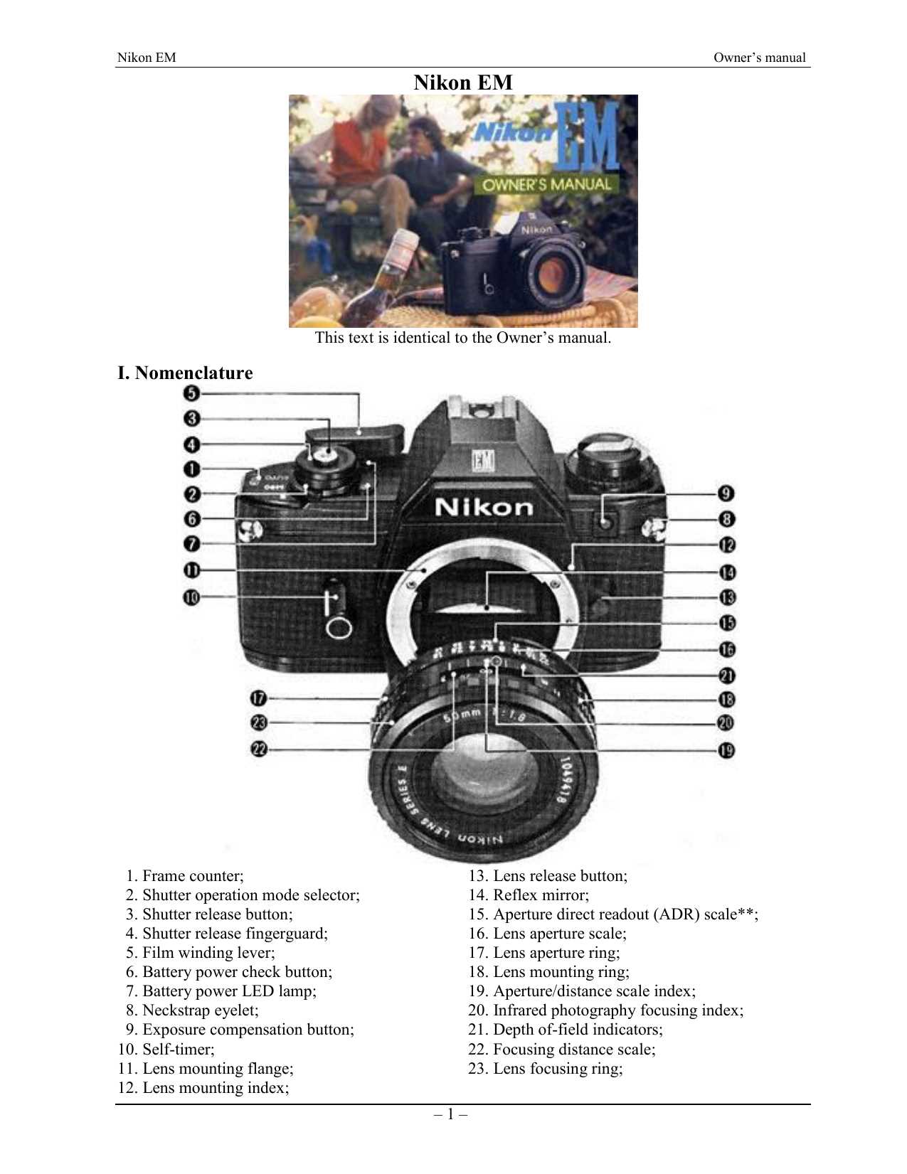 nikon em repair manual