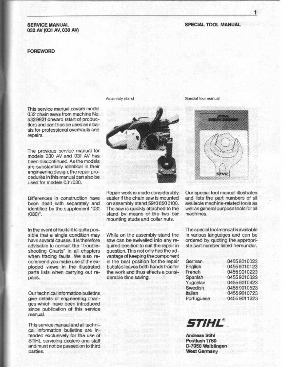 stihl 026 service repair manual