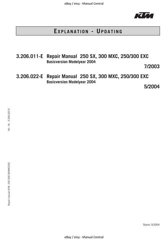 2003 ktm 250 sx repair manual