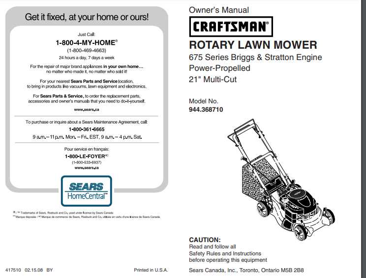 craftsman self propelled lawn mower repair manual