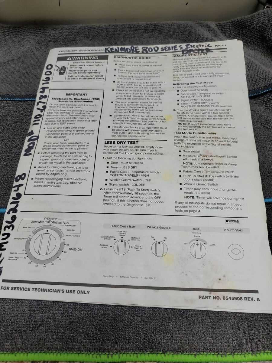 kenmore dryer model 110 repair manual