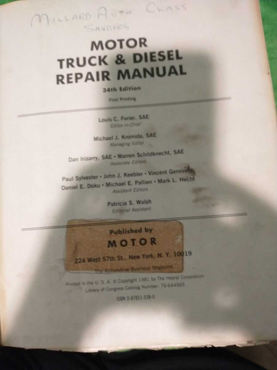 motor truck repair manual 34th edition