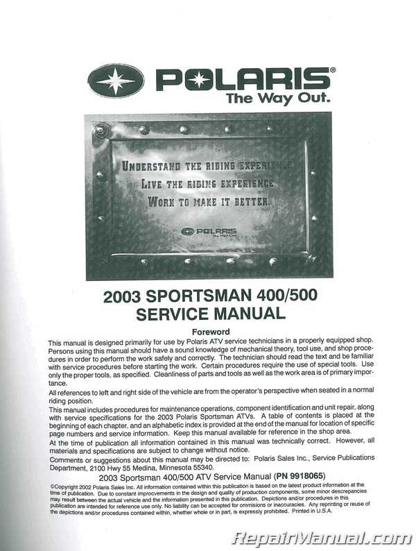 2003 polaris sportsman 500 repair manual