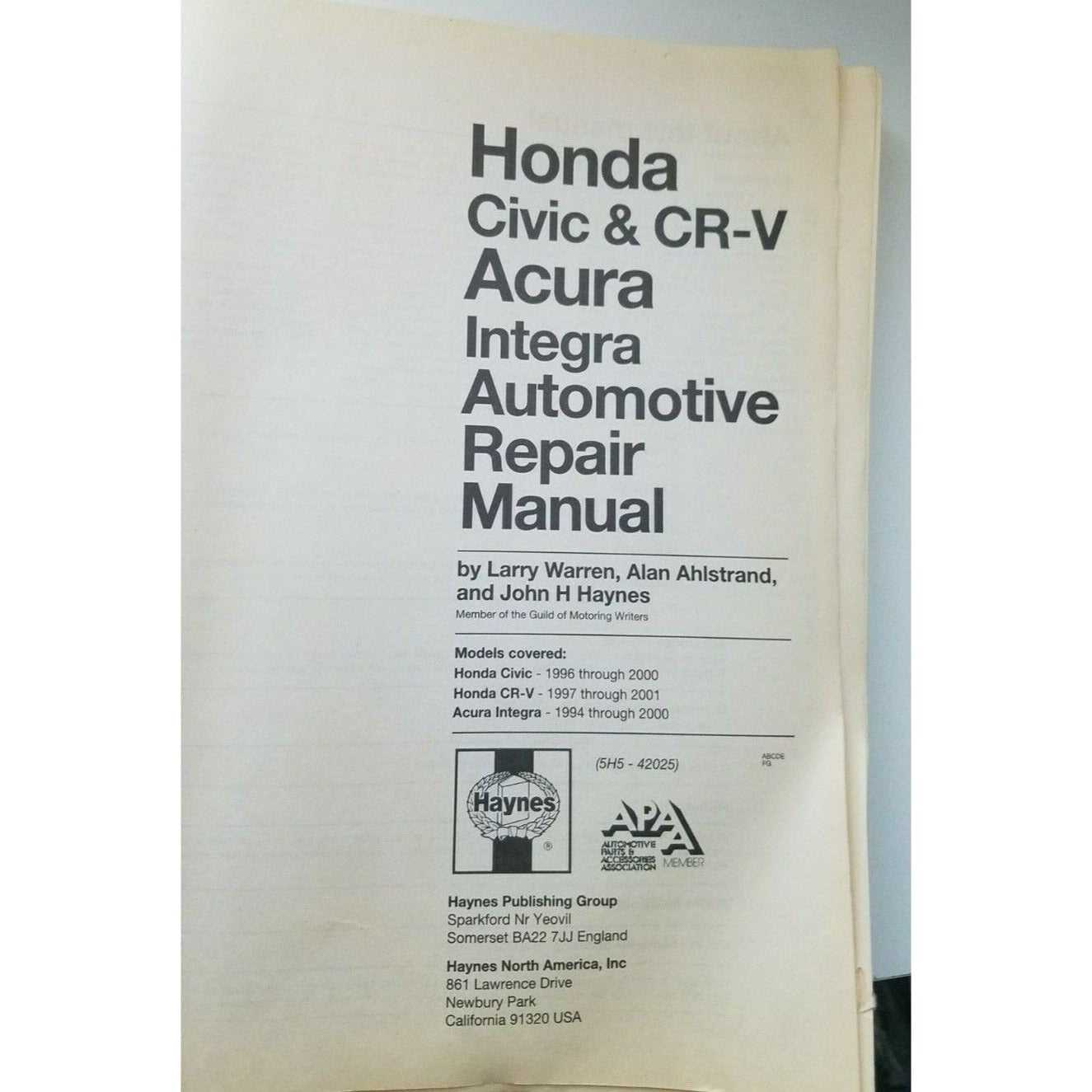 2001 acura integra repair manual