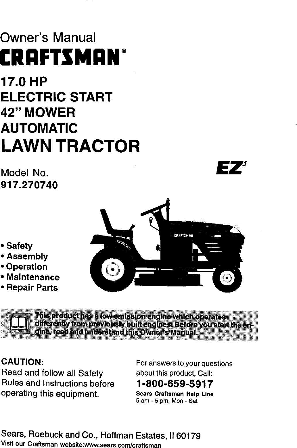 repair manual for sears lawn tractor