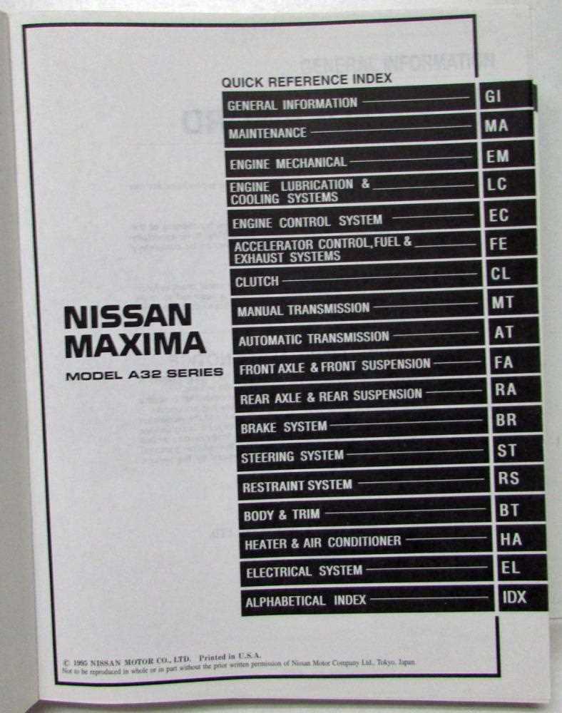 1996 nissan maxima repair manual