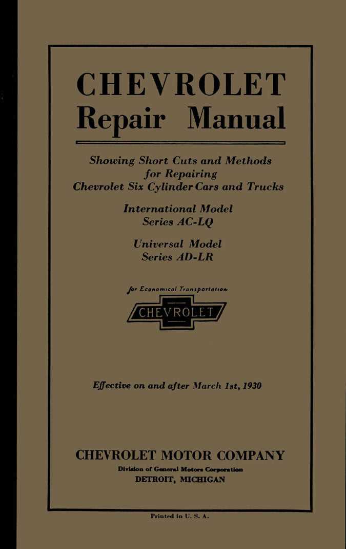 chevrolet truck repair manual