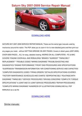 2007 saturn sky repair manual