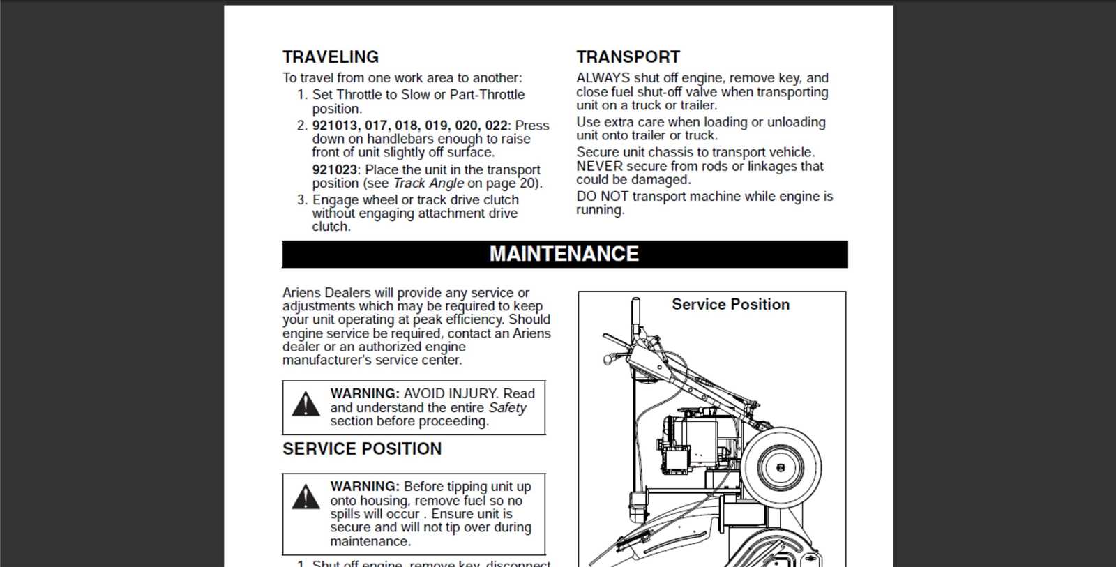 ariens 824 snowblower repair manual