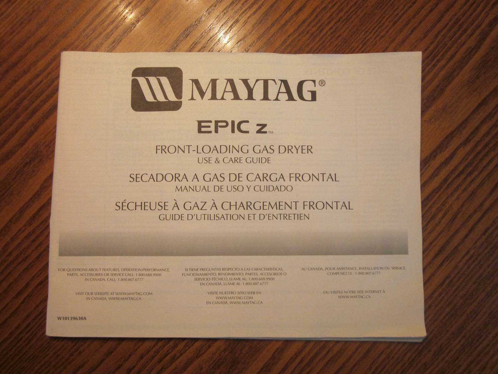 maytag epic z repair manual