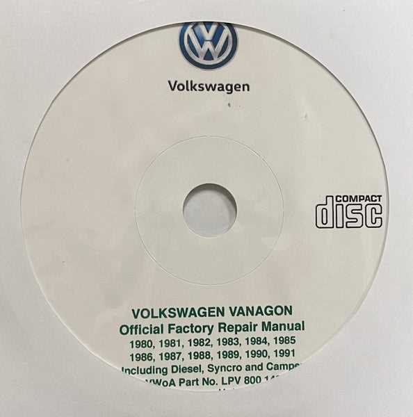 volkswagen vanagon official factory repair manual 1980 1991