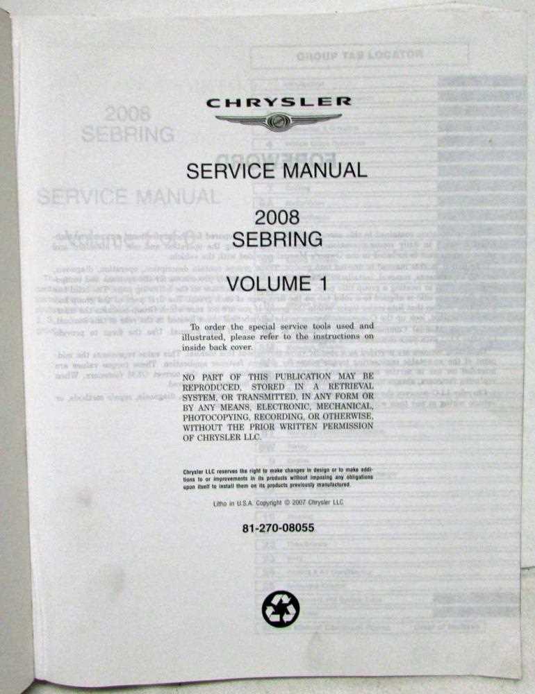 chrysler sebring repair manual